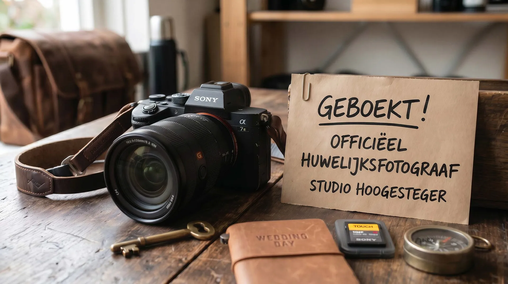 Camera en details voor huwelijksfotografie